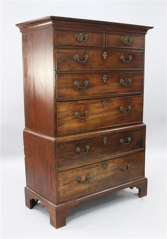 A George mahogany chest on chest, W.3ft 5in. D.1ft 9in. H.5ft